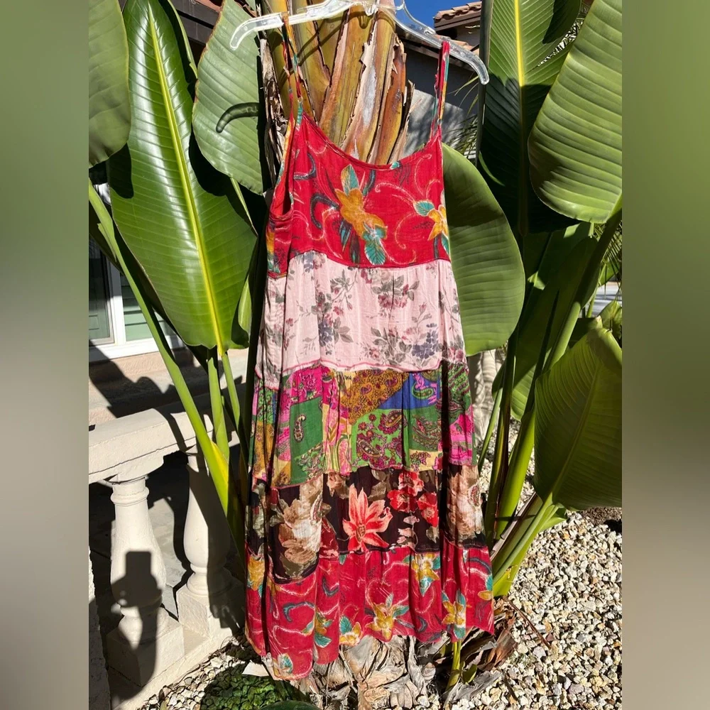 Etc. Layered Sundress Cotton Farm Rio Style Colorful Lightweight Vacation Boho - Picture 2 of 8